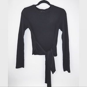 ZARA Ribbed Wrap Top | Black